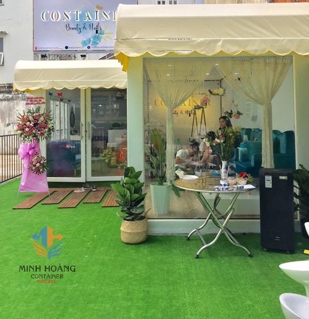 Mẫu nhà container dịch vụ spa ghép 2x20 feet dạng chữ z đầy đủ công năng tiện lợi vừa ở vừa kinh doanh